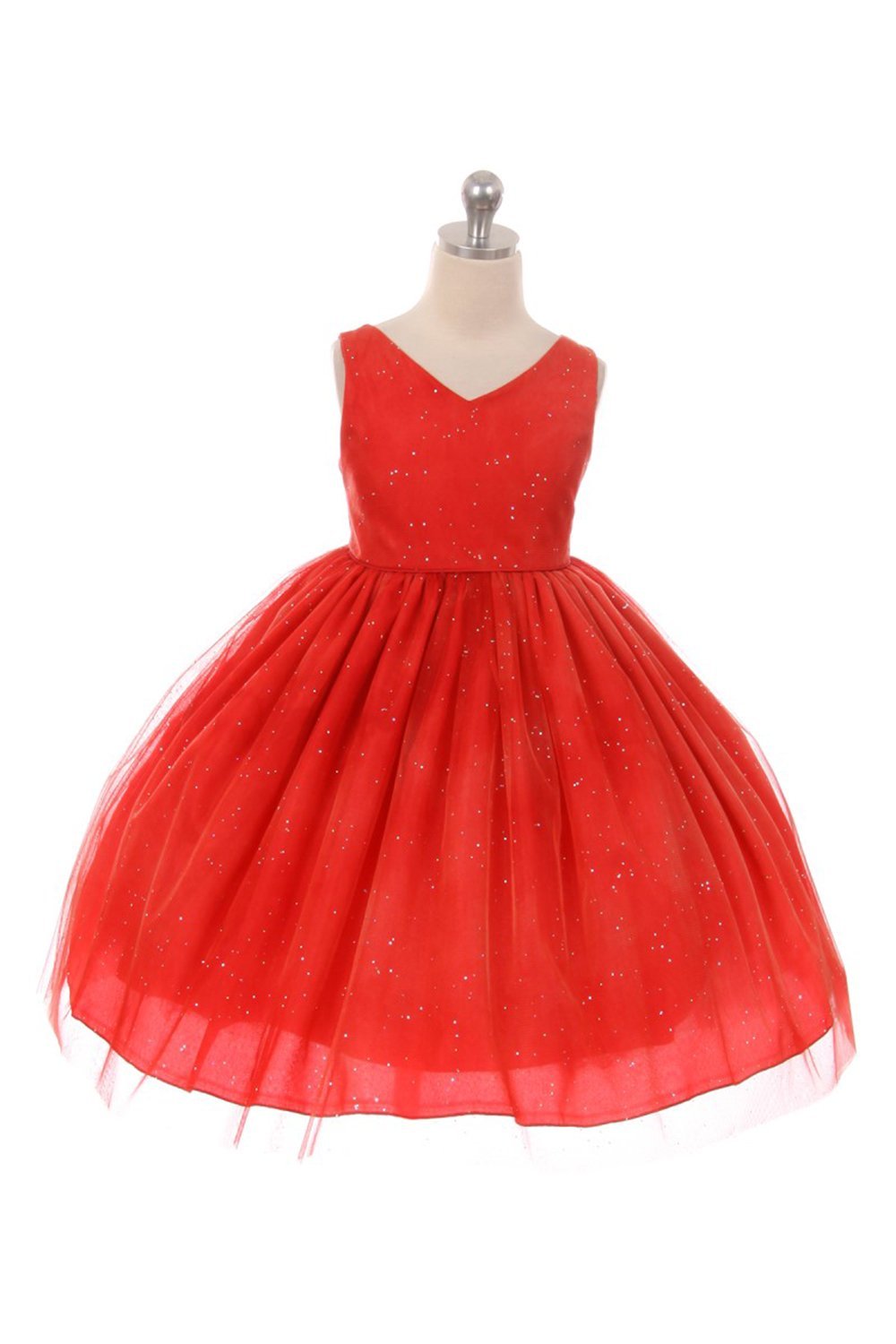 Red Glitter Tulle Overlay Dress Red Glitter Tulle Overlay Dress