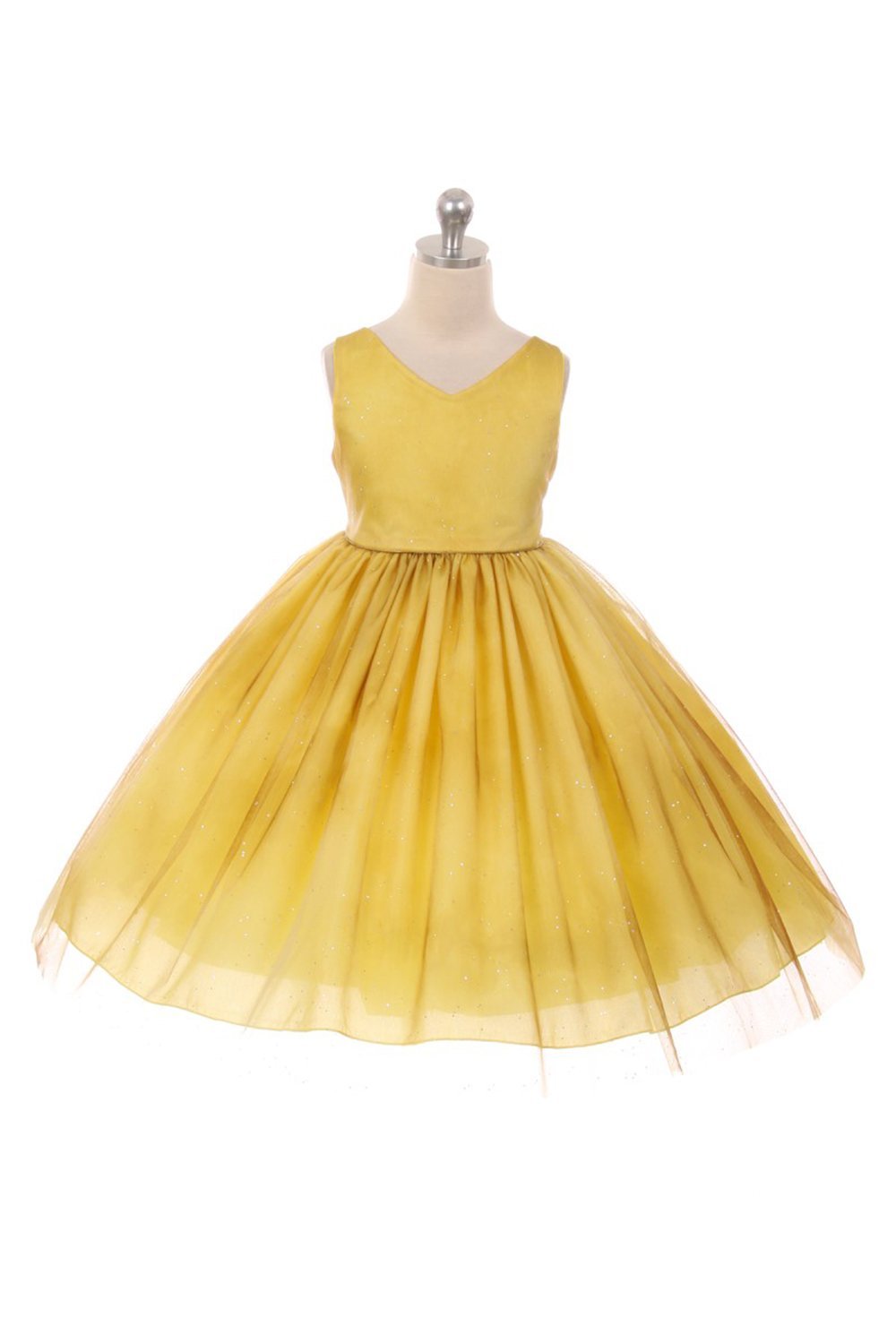 Yellow Glitter Tulle Overlay Dress Yellow Glitter Tulle Overlay Dress