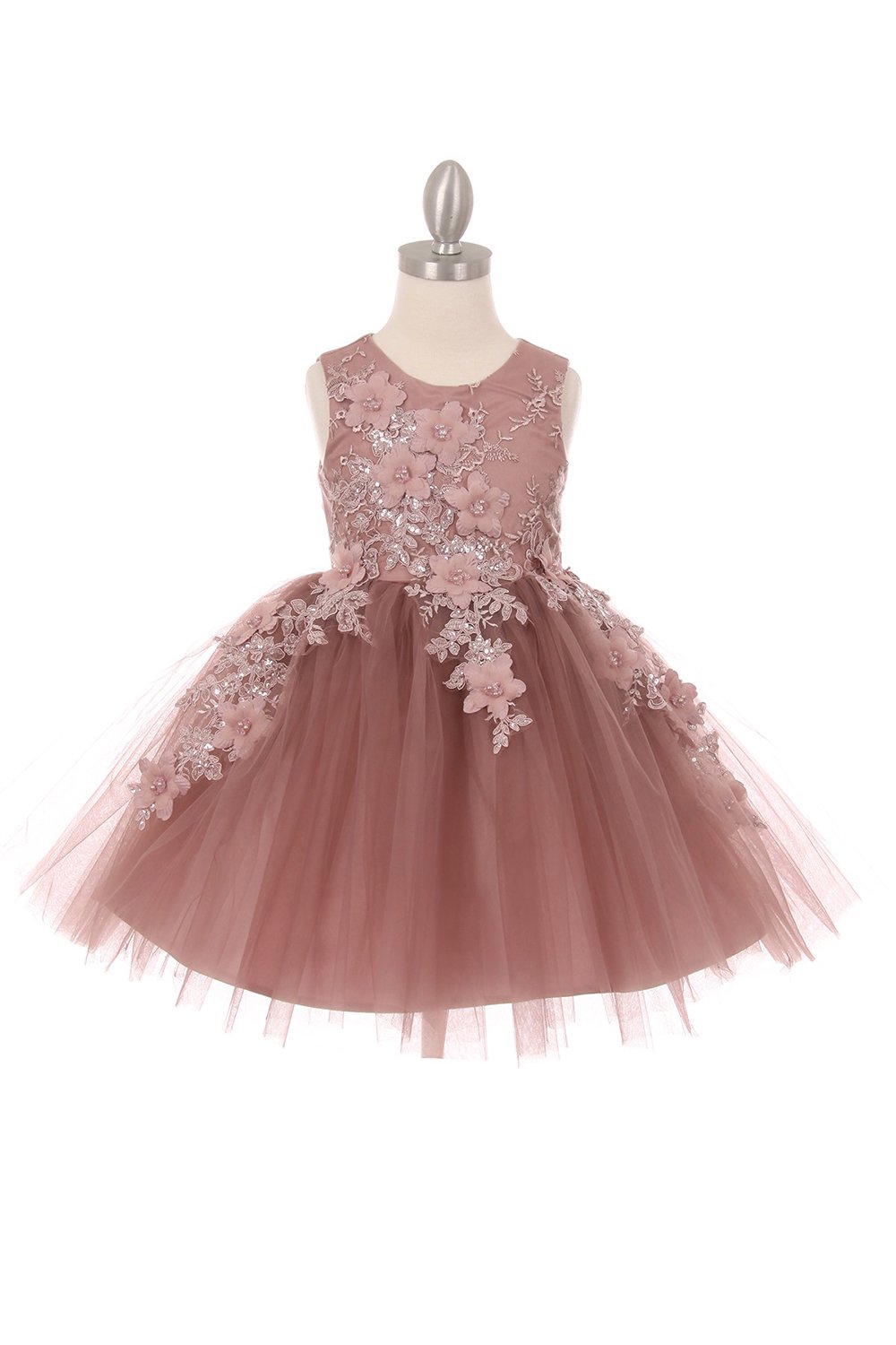 Mauve Beautiful 3D Flower Dress