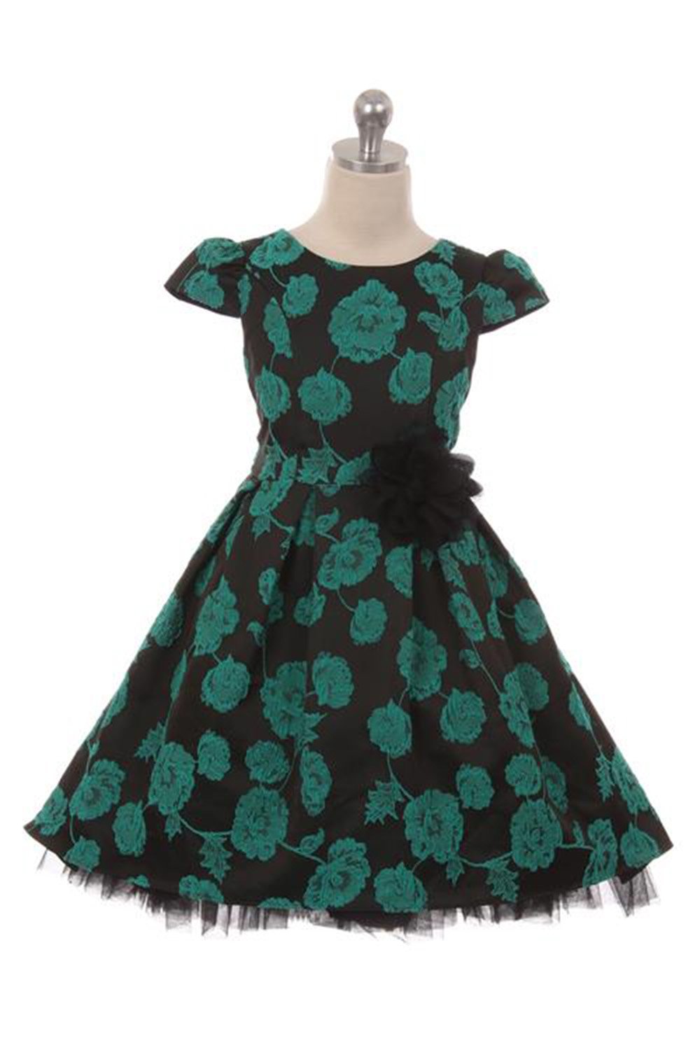 Green Peek-A-Boo Tulle High-Low Dress