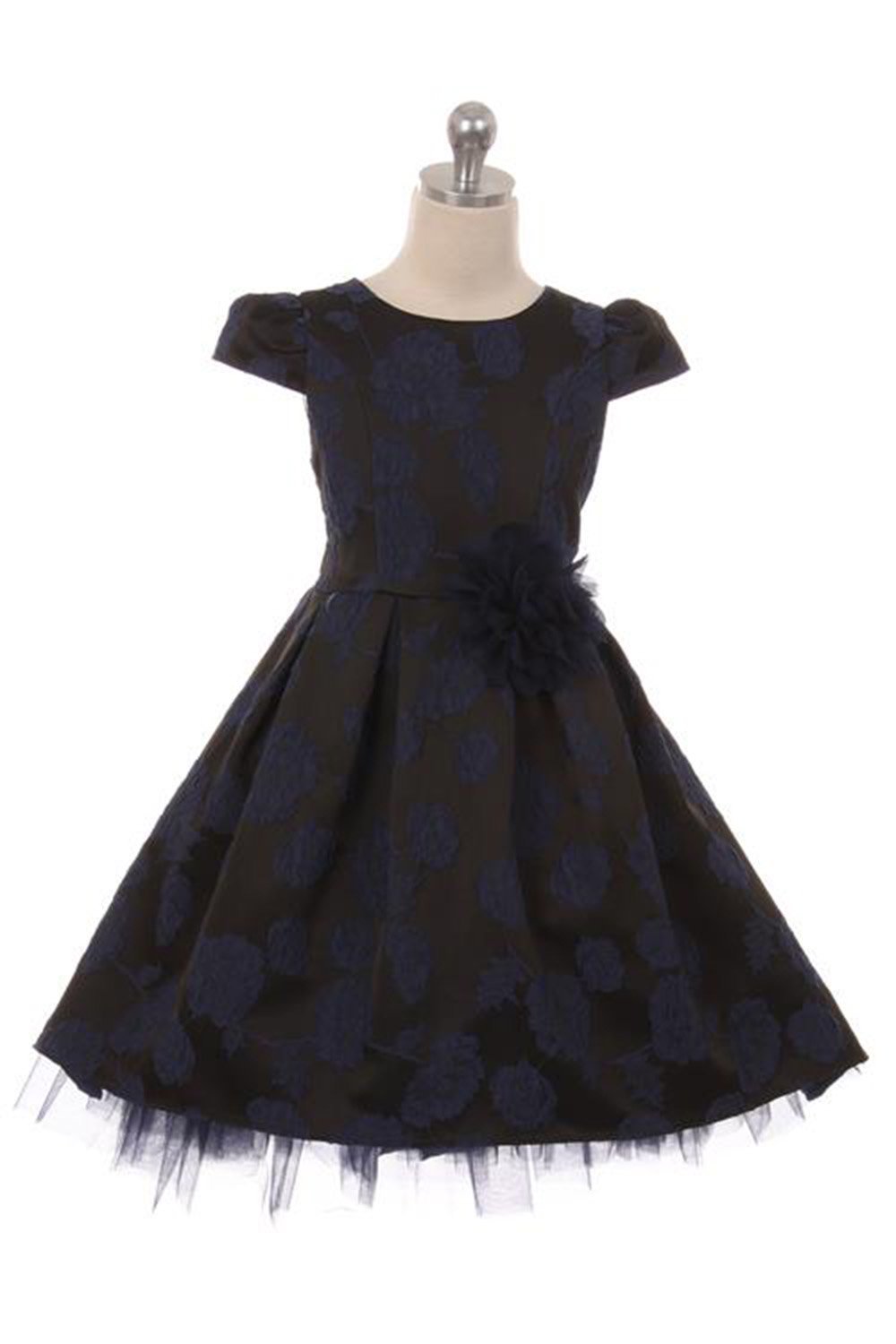 Navy Peek-A-Boo Tulle High-Low Dress