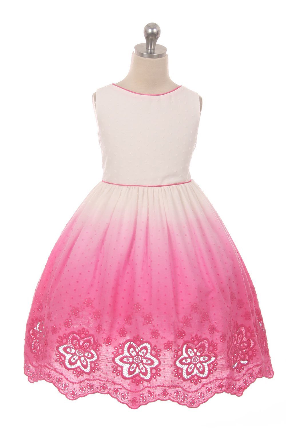 Fuchsia Ombre Cotton Cut Out Dress Fuchsia Ombre Cotton Cut Out Dress