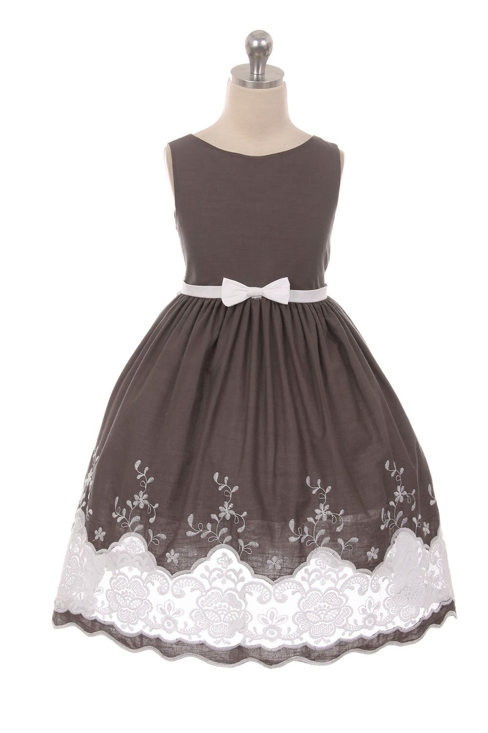 Gray Cotton Sheer Embroidery Dress Gray Cotton Sheer Embroidery Dress