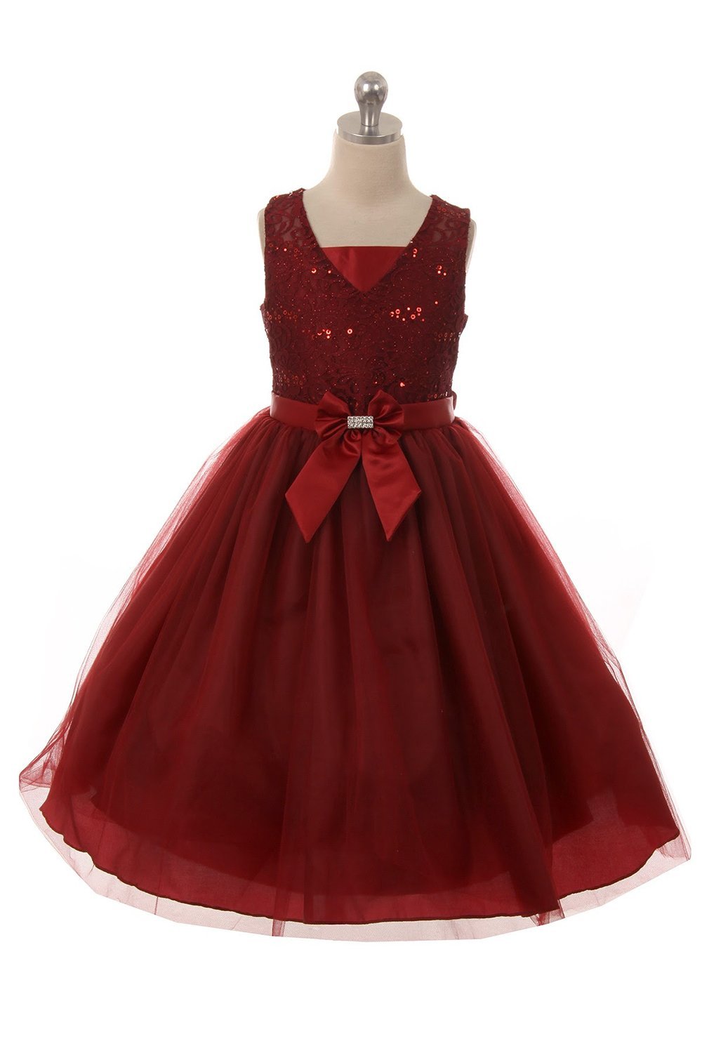 Burgundy Skater Lace Dress with Extending Ribbons Burgundy Skater Lace Dress with Extending Ribbons