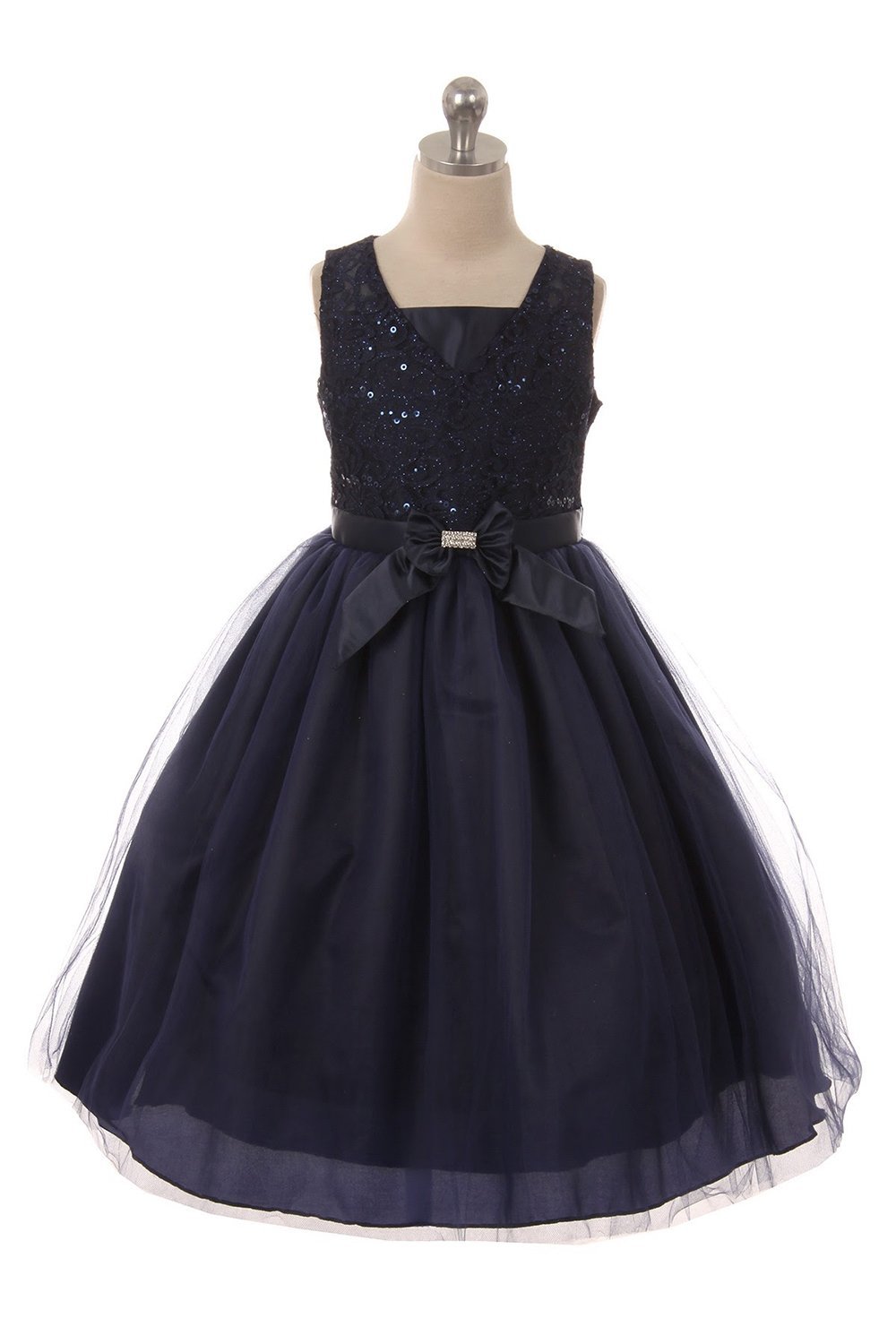 Navy Skater Lace Dress with Extending Ribbons Navy Skater Lace Dress with Extending Ribbons