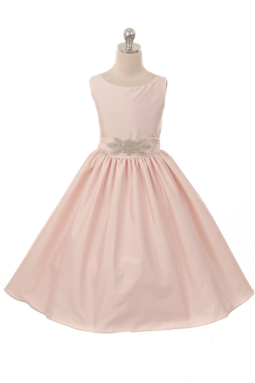 Pale Blush Victorian Silky-Satin Dress With a Detachable Sash Pale Blush Victorian Silky-Satin Dress With a Detachable Sash