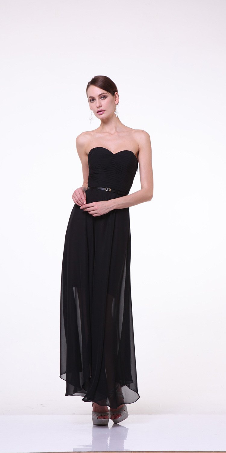Black Stripless Sweetheart Chiffon Bridesmaid dresses CD-1472-BK Black Stripless Sweetheart Chiffon Bridesmaid dresses CD-1472-BK