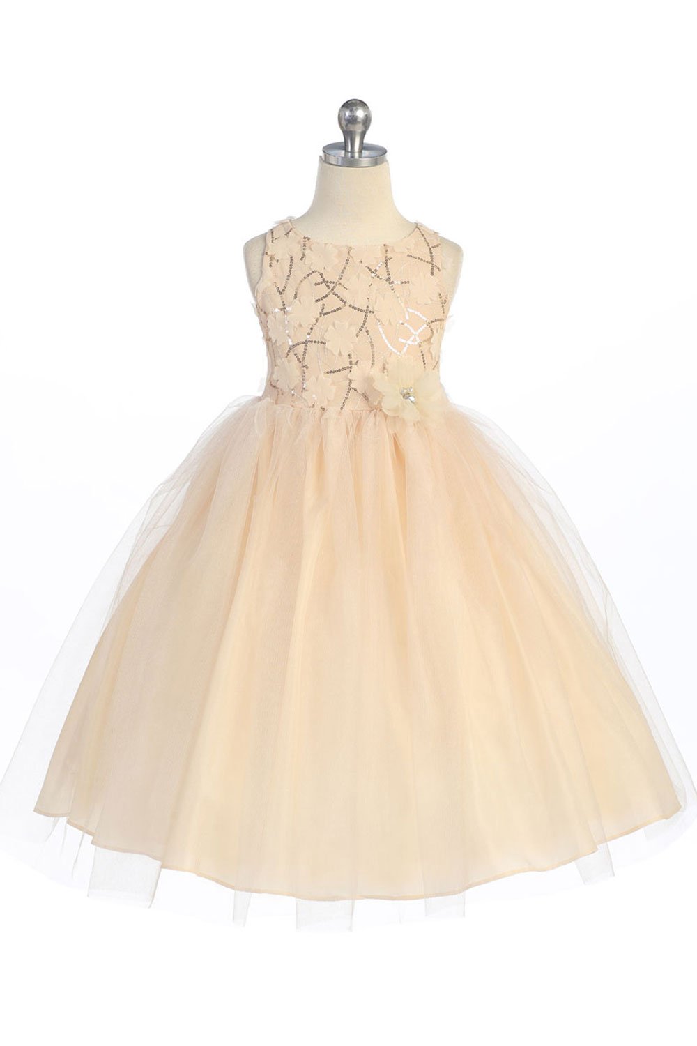 Champagne Sequence Stunning Bodice Flower Girl Dress Champagne Sequence Stunning Bodice Flower Girl Dress