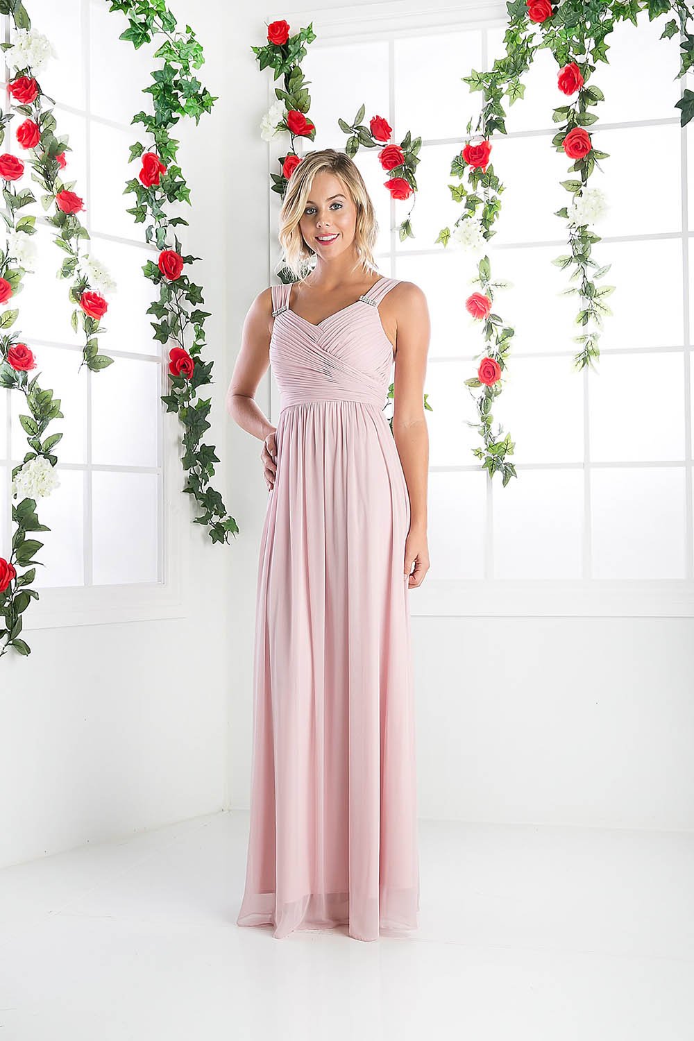 BLUSH CHIFFON LONG BRIDESMAID DRESSES CD-3984-BS BLUSH CHIFFON LONG BRIDESMAID DRESSES CD-3984-BS