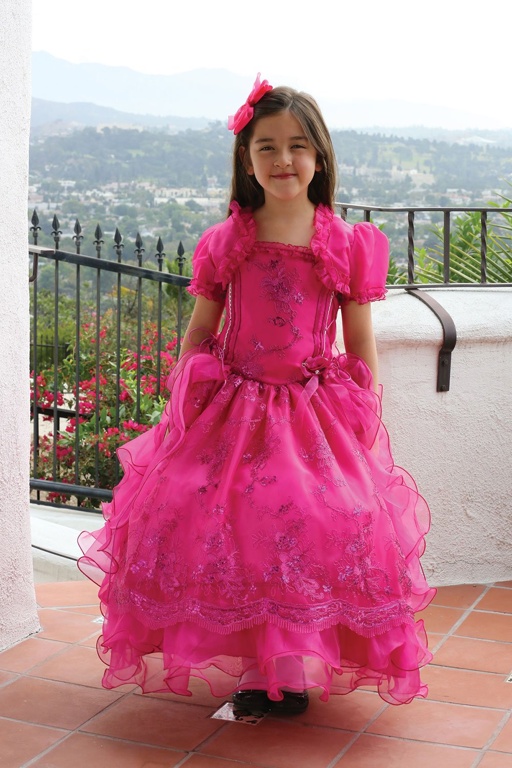 Fuchsia Embroidered Organza Flower Girl Dress Fuchsia Embroidered Organza Flower Girl Dress
