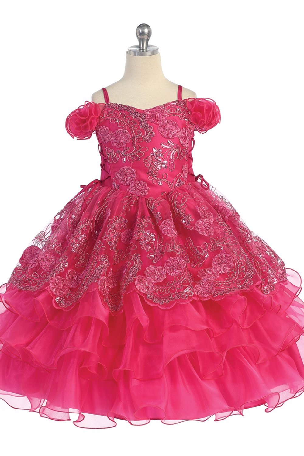 Fuchsia Embroidered Organza Overlay Flower Girl Dress Fuchsia Embroidered Organza Overlay Flower Girl Dress