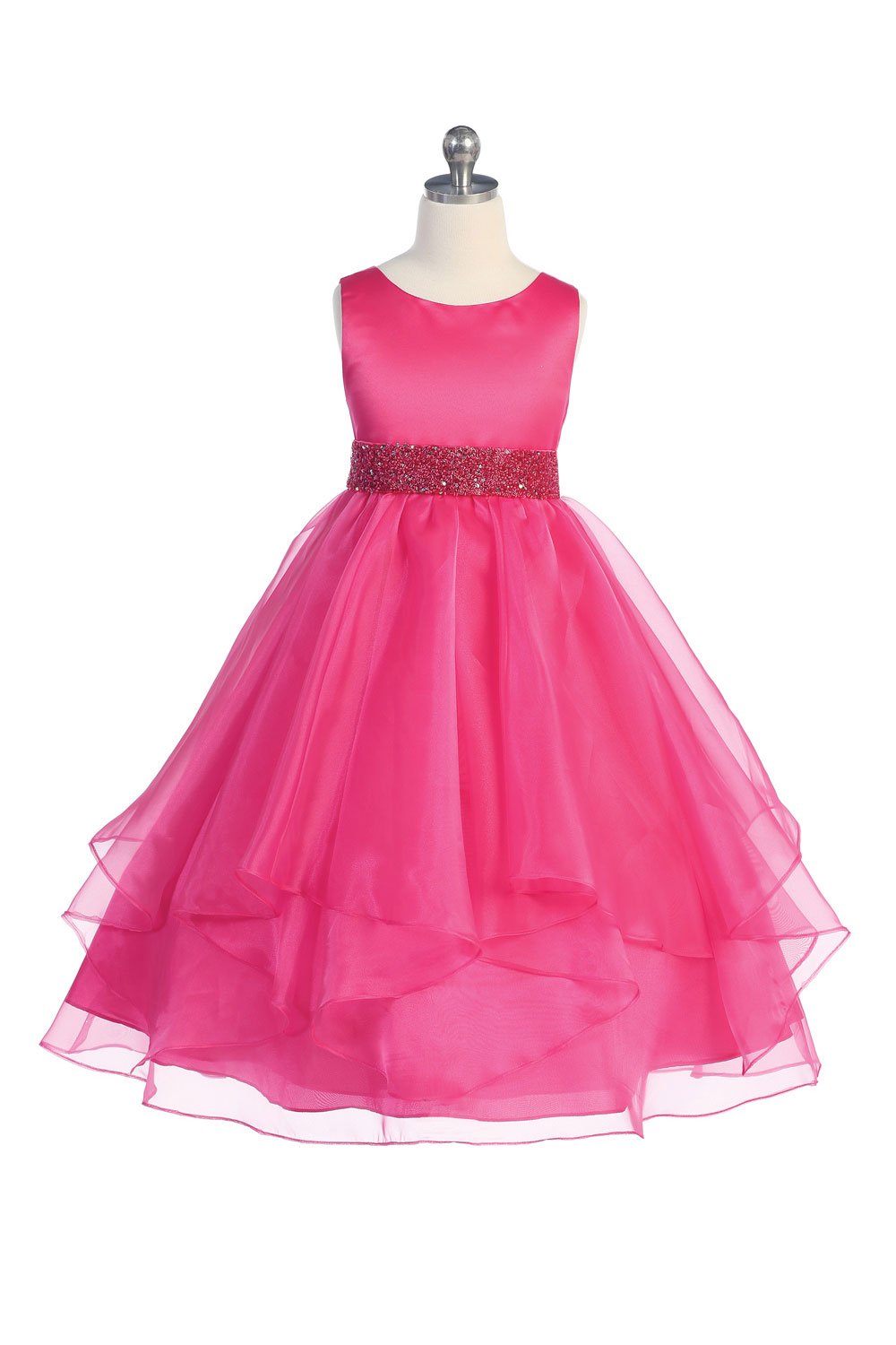 Fuchsia Satin and Organza Layered Flower Girl Dress Fuchsia Satin and Organza Layered Flower Girl Dress
