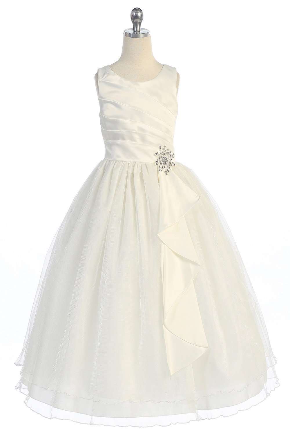 Ivory Satin Surplice Top with Double Layer Tulle Flower Girl Dress Ivory Satin Surplice Top with Double Layer Tulle Flower Girl Dress