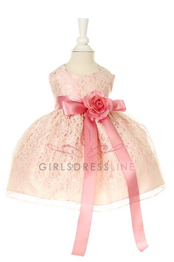 Peach/Rose Elegant Lace Baby Girl Dress Peach/Rose Elegant Lace Baby Girl Dress