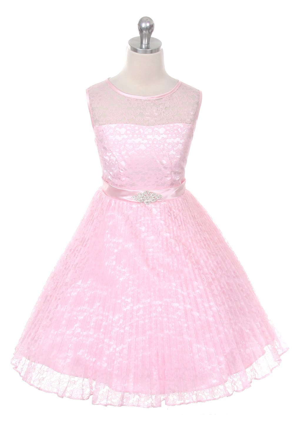 Pink Lace Pleated Flower Girl Dresses Pink Lace Pleated Flower Girl Dresses