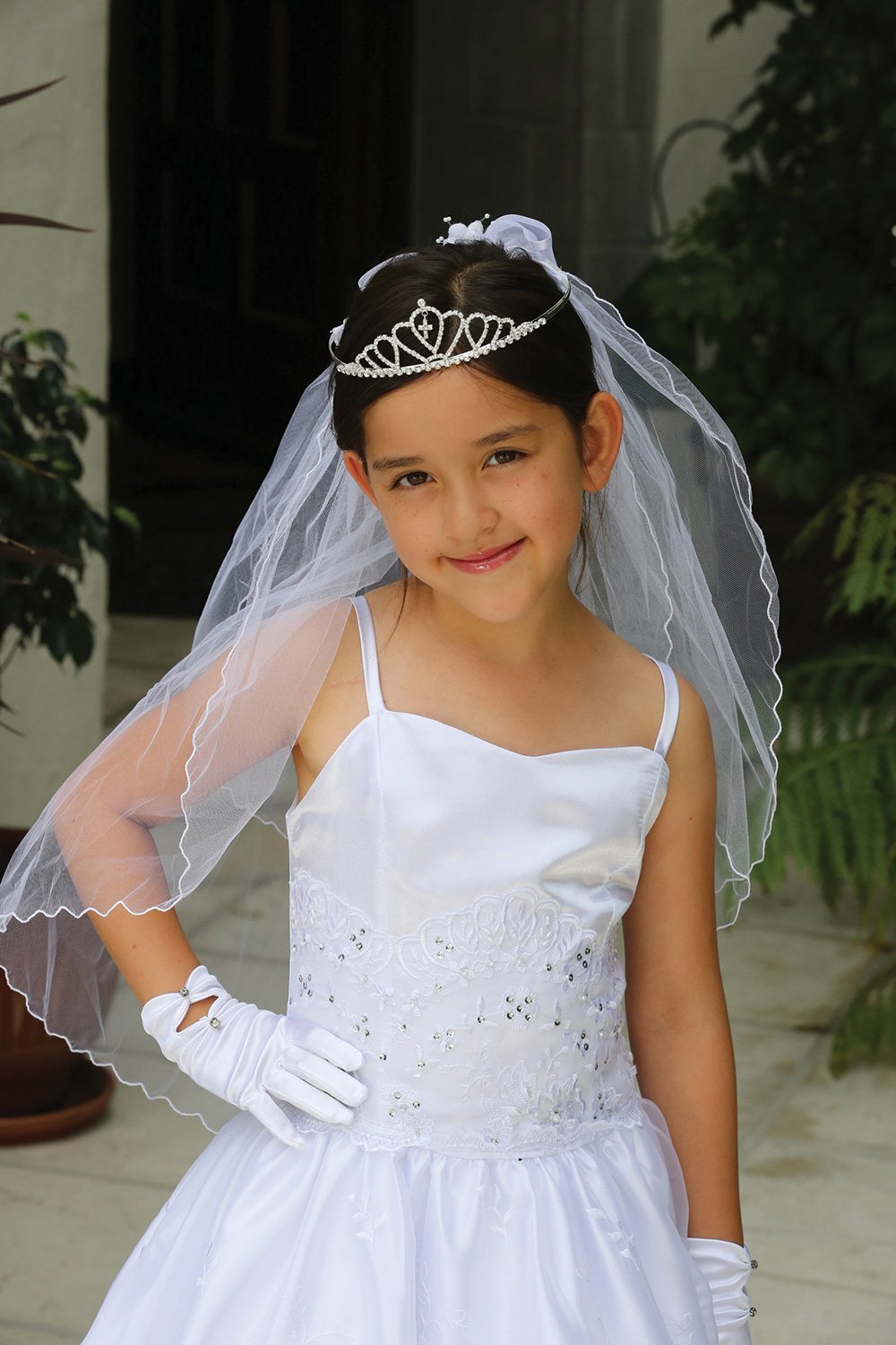 Rhinestone Tiara with Dangling Cross