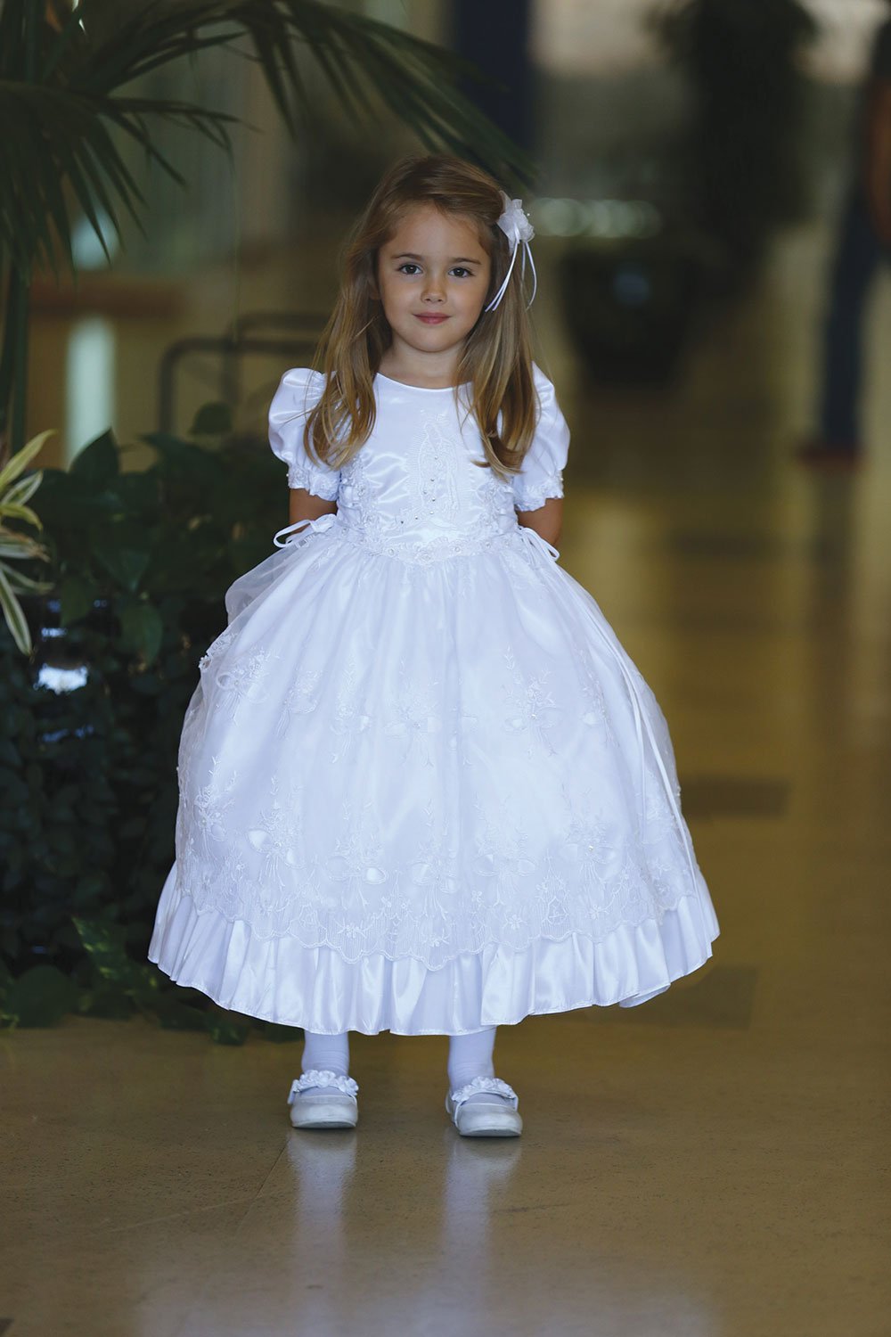 White Satin Dress with Organza Overlay Dress MDR392-WH White Satin Dress with Organza Overlay Dress MDR392-WH