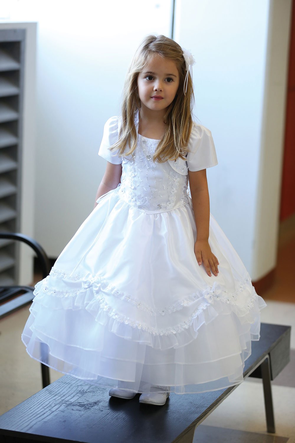 White Taffeta Organza Overlay Dress MDR336-WH White Taffeta Organza Overlay Dress MDR336-WH