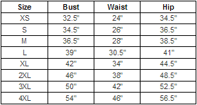 CD-1922-SG - Size Chart