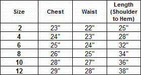 KD-318-WH - Size Chart