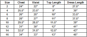 CA-D596-YL - Size Chart