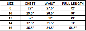 CA-S-7222-WH - Size Chart