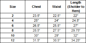 KC-J1216-IV - Size Chart