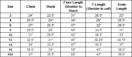 GG-3536-DR - Size Chart