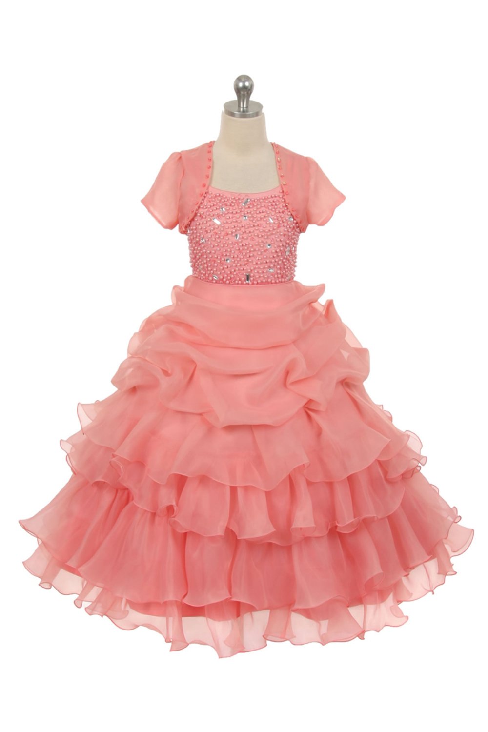 Light Coral Organza Pick Up Skirt Pageant Dress Light Coral Organza Pick Up Skirt Pageant Dress