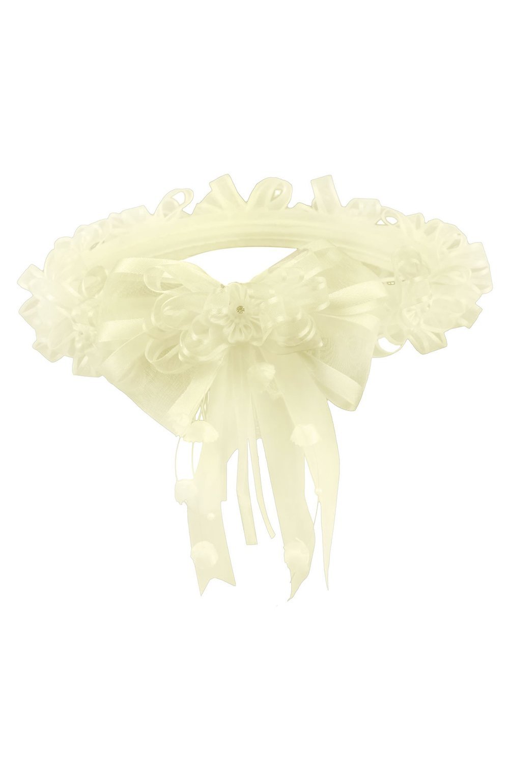 Ivory Double Sided Organza Ribbon Flower Girl Crown Ivory Double Sided Organza Ribbon Flower Girl Crown