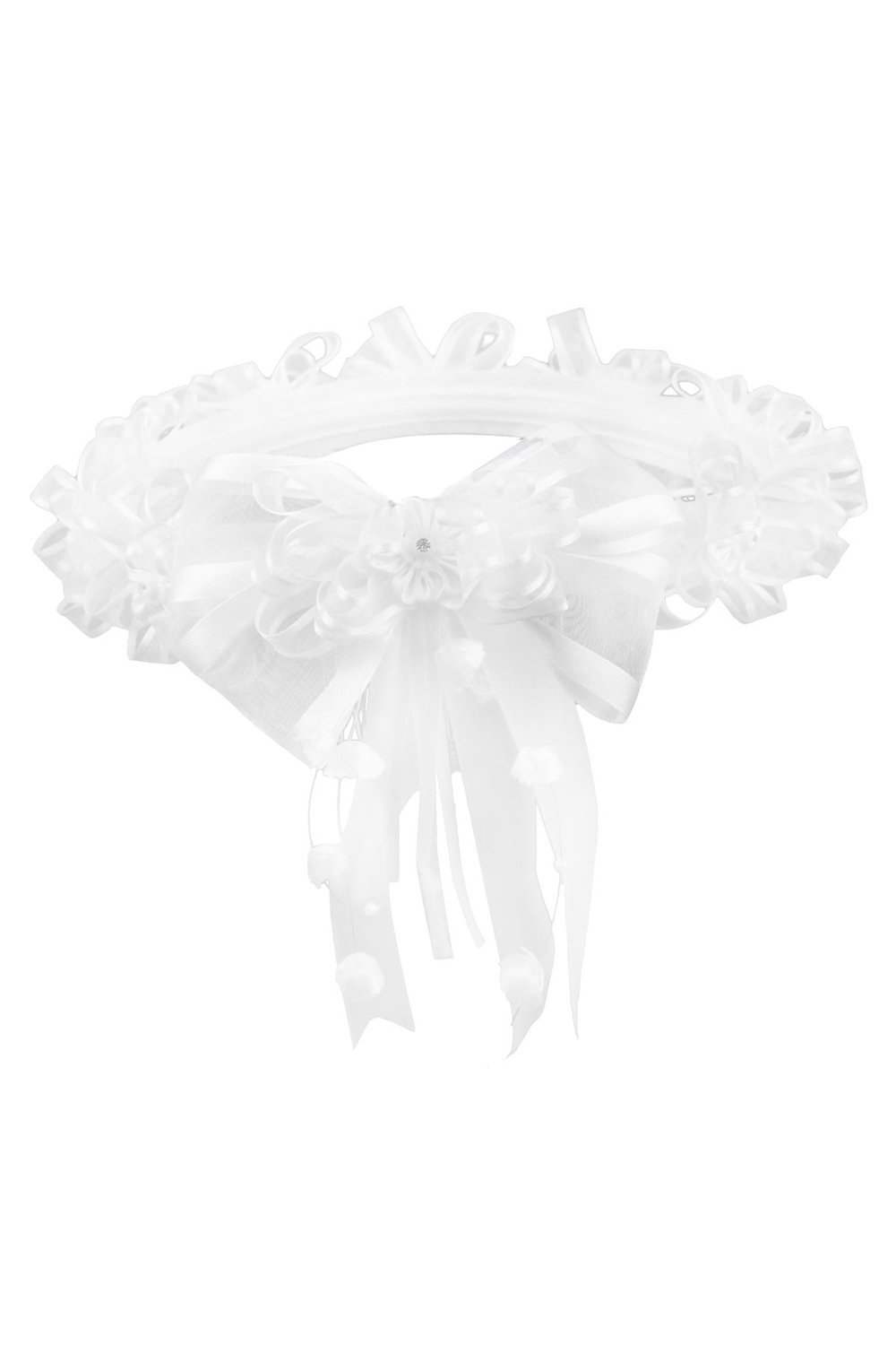White Double Sided Organza Ribbon Flower Girl Crown White Double Sided Organza Ribbon Flower Girl Crown