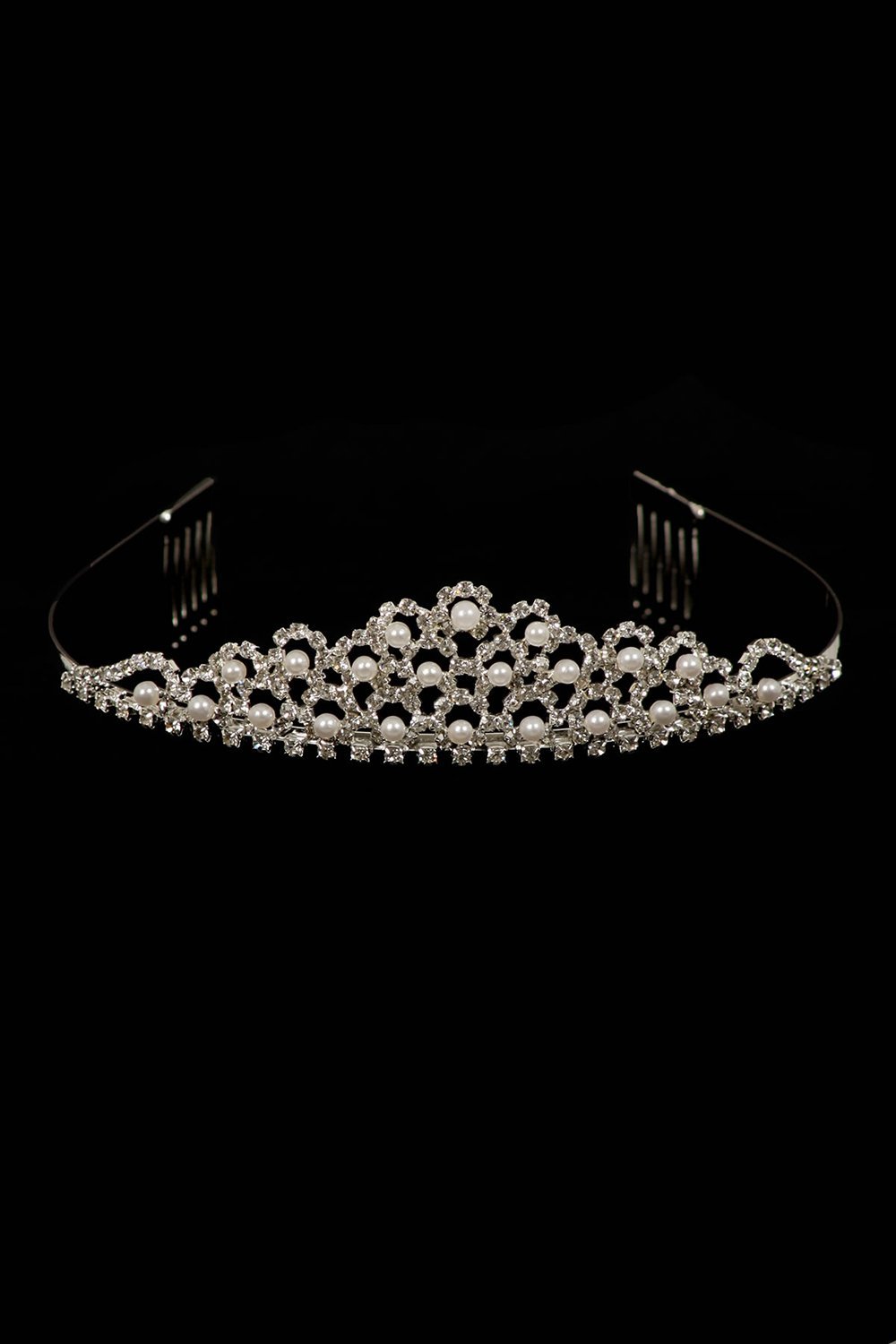 Beautiful Rhinestone with Pearls Comb Crown Tiarra Beautiful Rhinestone with Pearls Comb Crown Tiarra