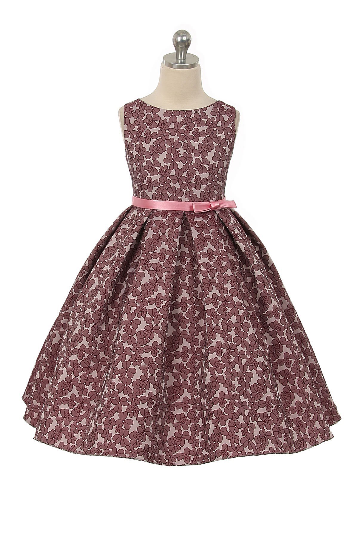 Pinkl Floral Jacquard Flower Girl Dress with Pleated Skirt Pinkl Floral Jacquard Flower Girl Dress with Pleated Skirt