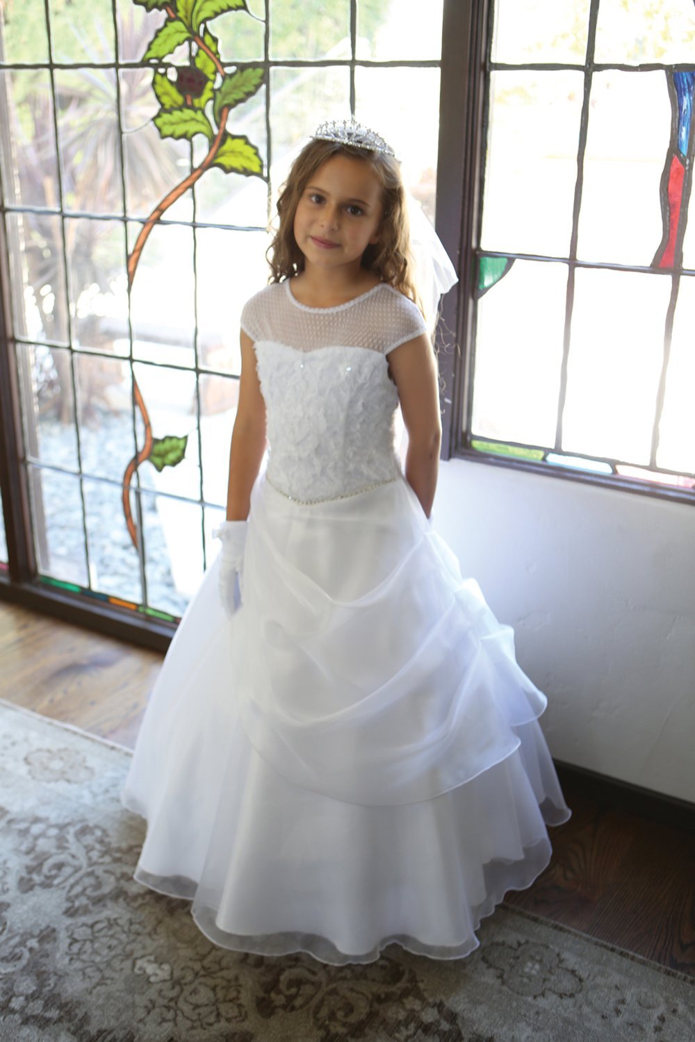 Stunning Dress with Draped Organza Skirt Communion Dress