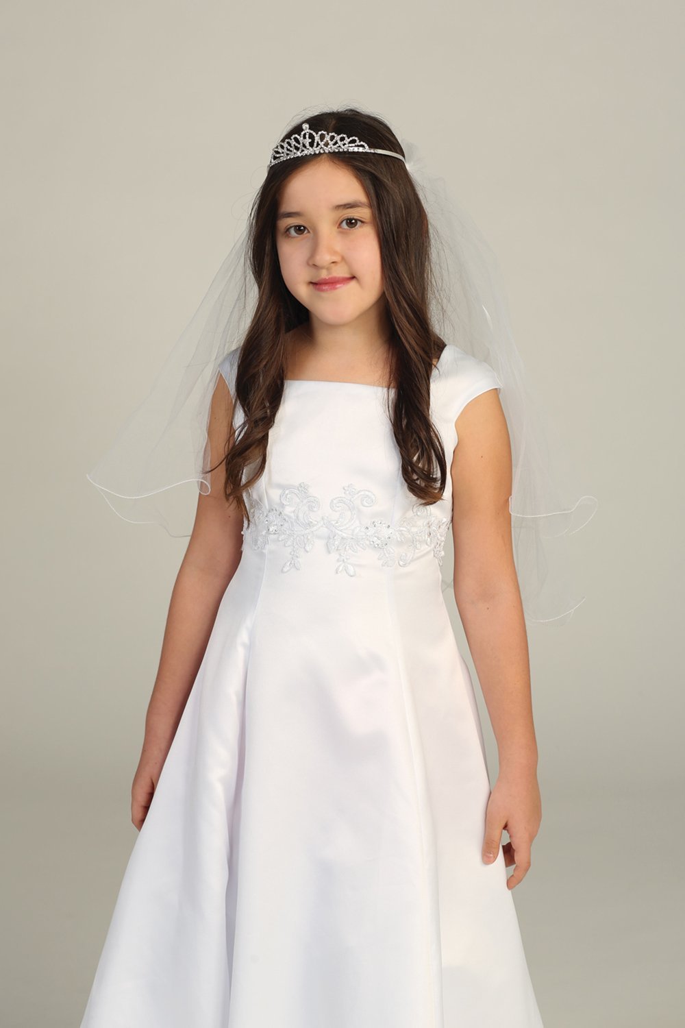Dainty Rhinestone Tiara with Dangling Cross