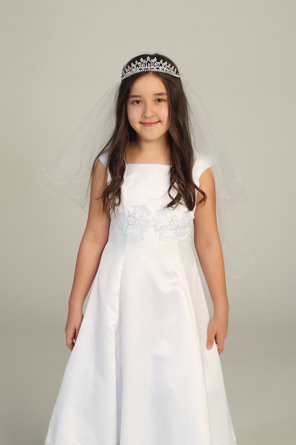 Stunning Rhinestone Tiara with Pencil Edge Veil