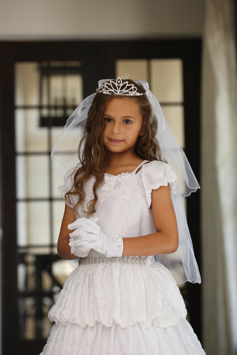 Pretty Rhinestone Tiara with Double Layered Veil
