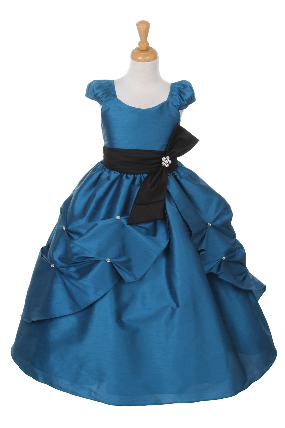 Teal Cap Sleeves Pick Up Skirt Flower Girl Dress Teal Cap Sleeves Pick Up Skirt Flower Girl Dress