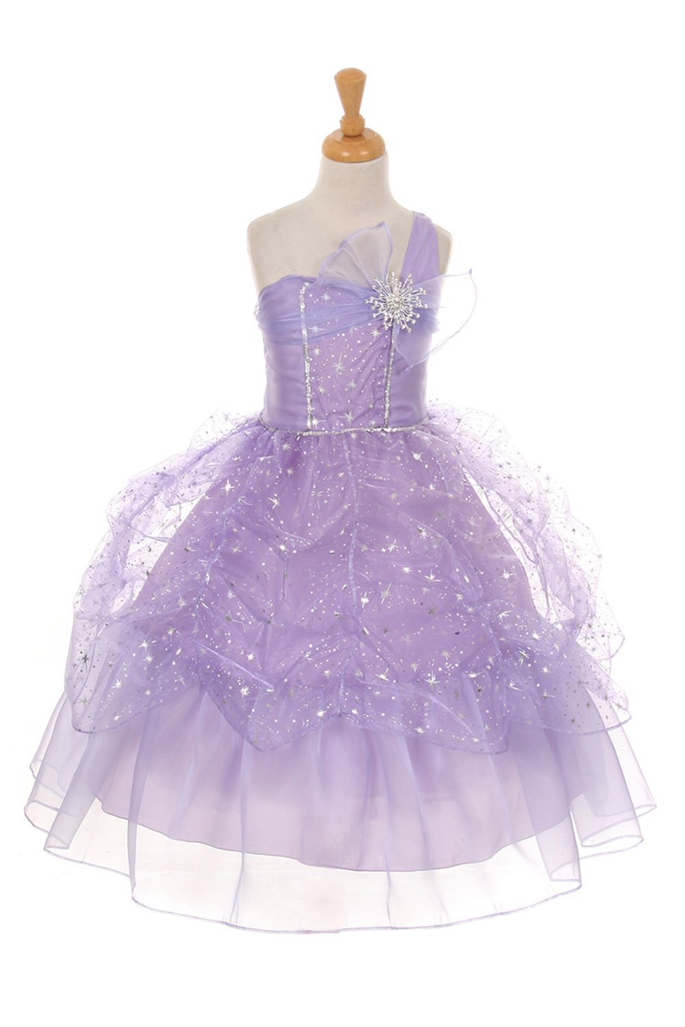 Lilac One Shoulder Star Print Organza Pageant Dress Lilac One Shoulder Star Print Organza Pageant Dress