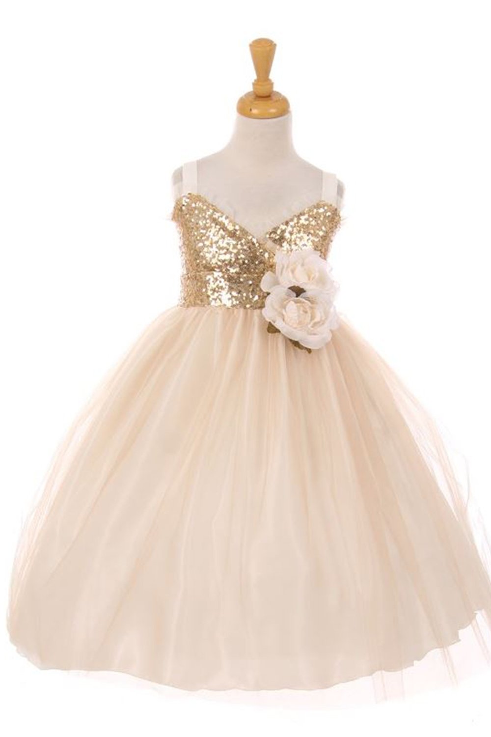 Champagne Gorgeous Baby Sequins Dress (Size 2-12)