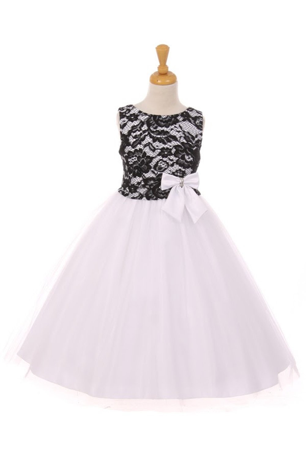 Black/White Lace over Dull Satin Dress(size 2~12)