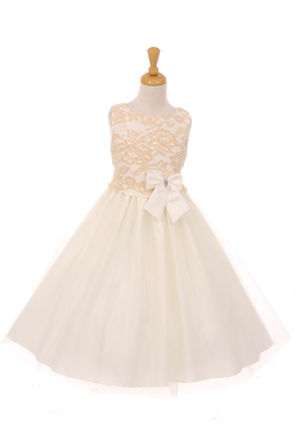Champagne/Ivory Lace over Dull Satin Dress(size 2~12) Champagne/Ivory Lace over Dull Satin Dress(size 2~12)