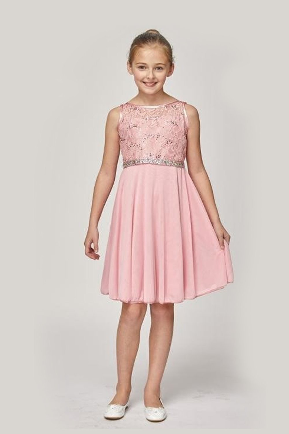 Rose Pink Sparkling sequin lace double chiffon T-length dress (size 2-18) Rose Pink Sparkling sequin lace double chiffon T-length dress (size 2-18)