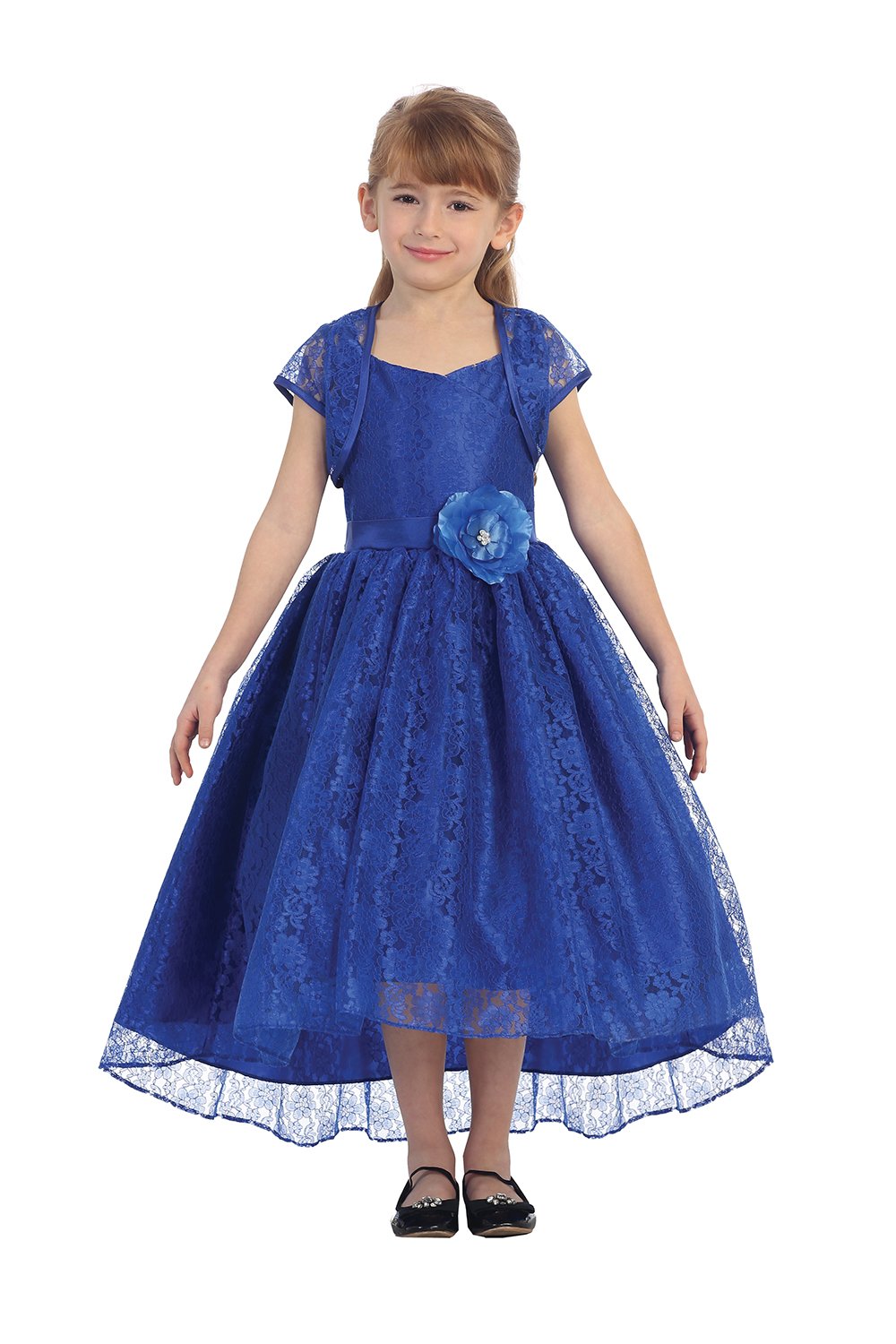 Royal Blue Hi-Low Floral Lace Flower Girl Dress Royal Blue Hi-Low Floral Lace Flower Girl Dress