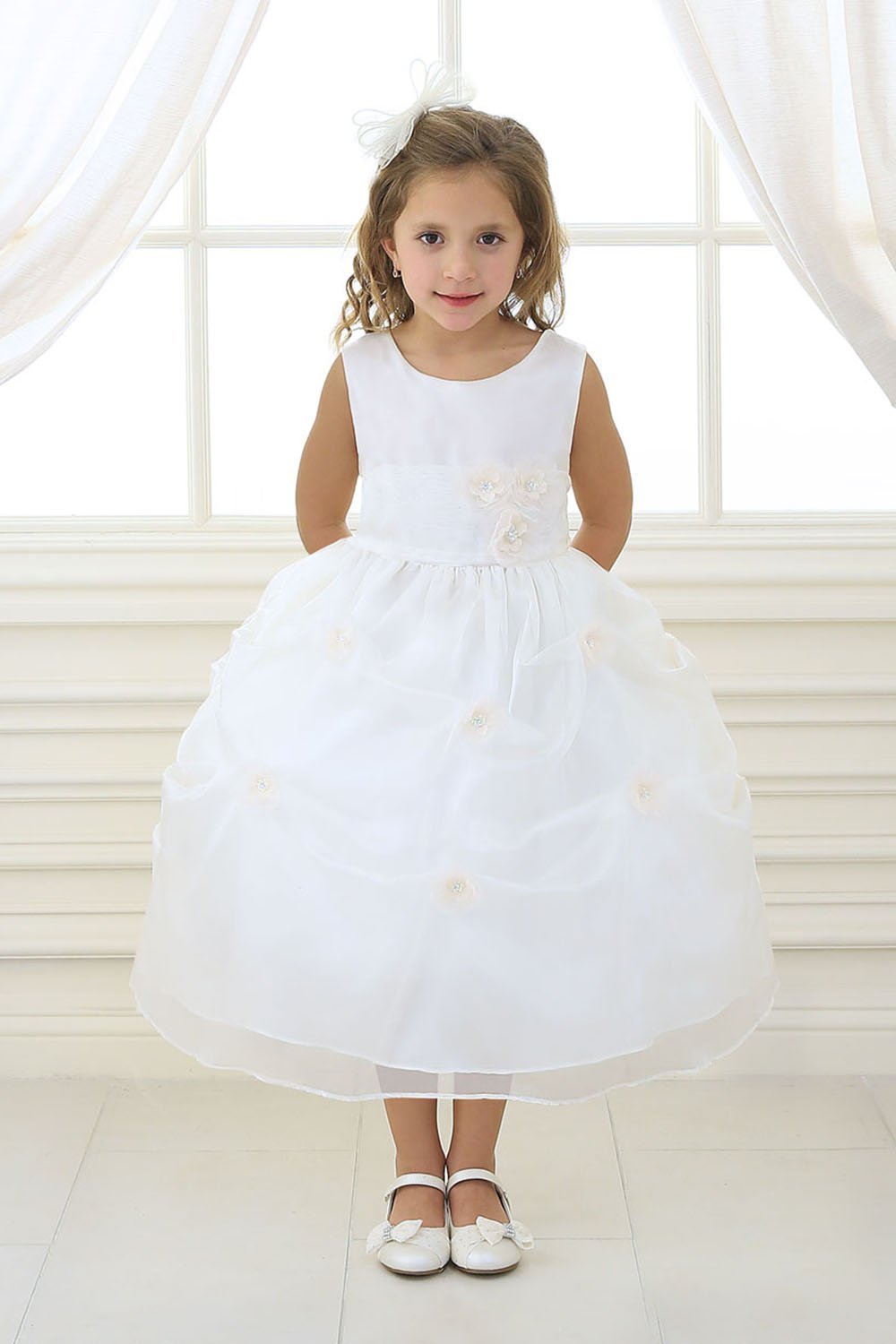 Ivory/Ivory Organza Pick Up Skirt Flower Girl Dress Ivory/Ivory Organza Pick Up Skirt Flower Girl Dress