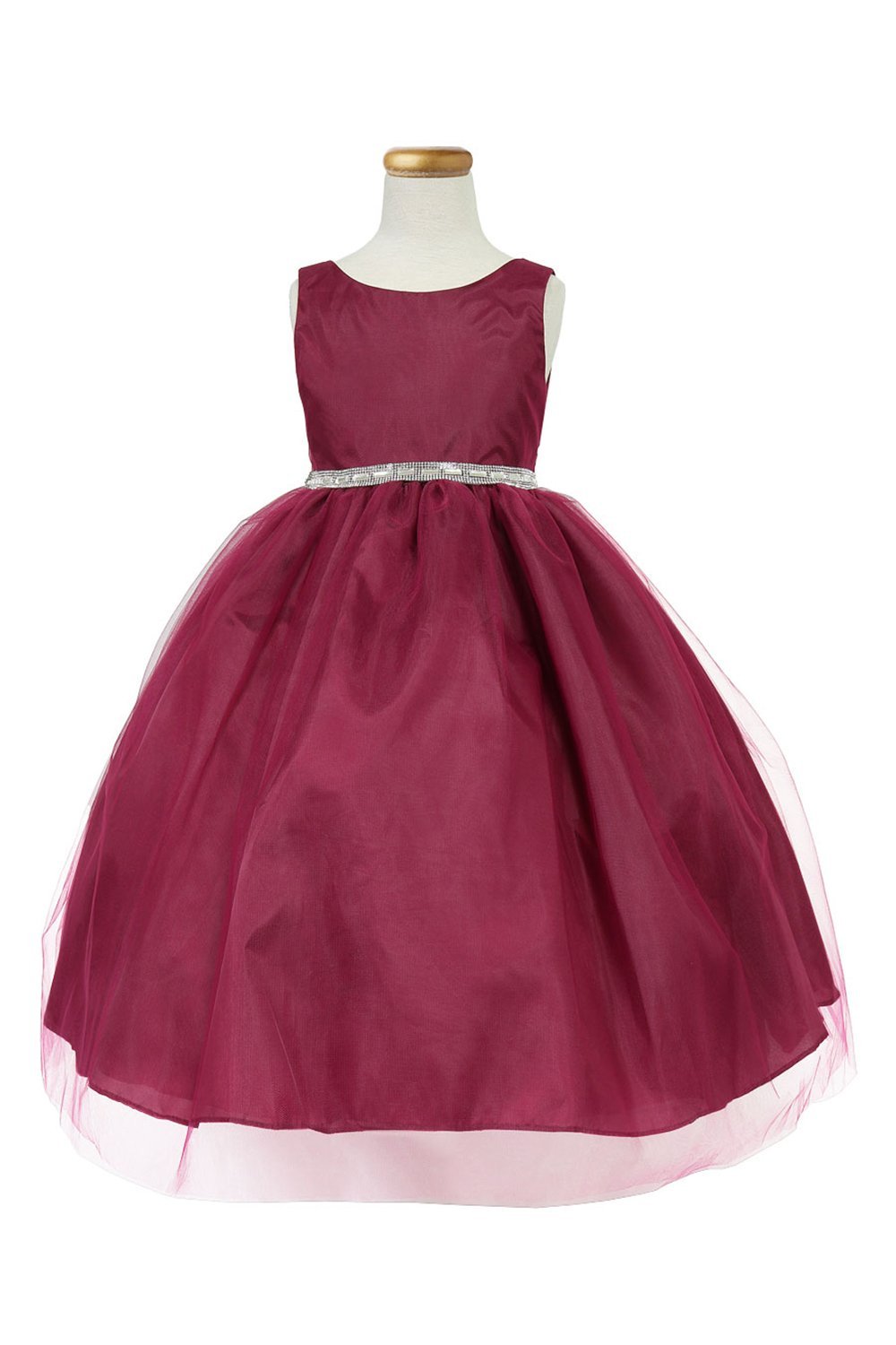 Wine Satin Bodice Flower Girl Dress with Overlay Tulle Skirt Wine Satin Bodice Flower Girl Dress with Overlay Tulle Skirt