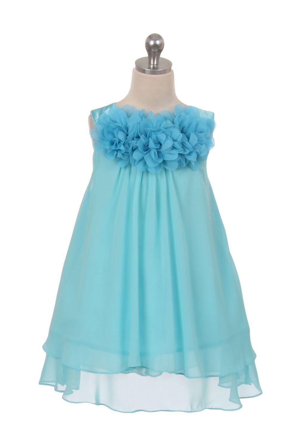 Aqua Blue Mesh Flower Chiffon A-line Flower Girl dress