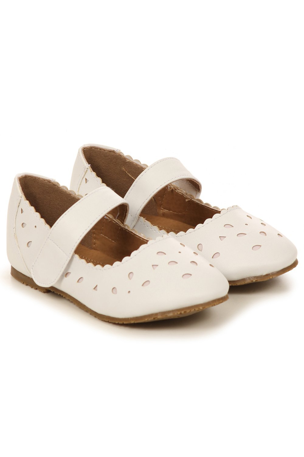 White Geometric Cut Out Mary Jane Flower Girls Shoes White Geometric Cut Out Mary Jane Flower Girls Shoes