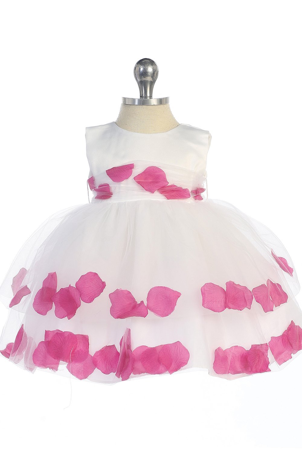 White/Fuchsia Infant Double Layer Petal Flower Girl Dress White/Fuchsia Infant Double Layer Petal Flower Girl Dress