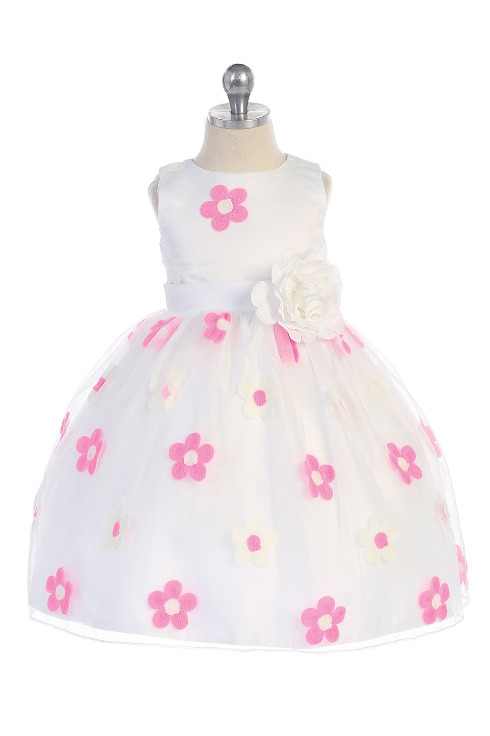 Carnation Sleeveless Organza Floral Flower Girls Dress Carnation Sleeveless Organza Floral Flower Girls Dress